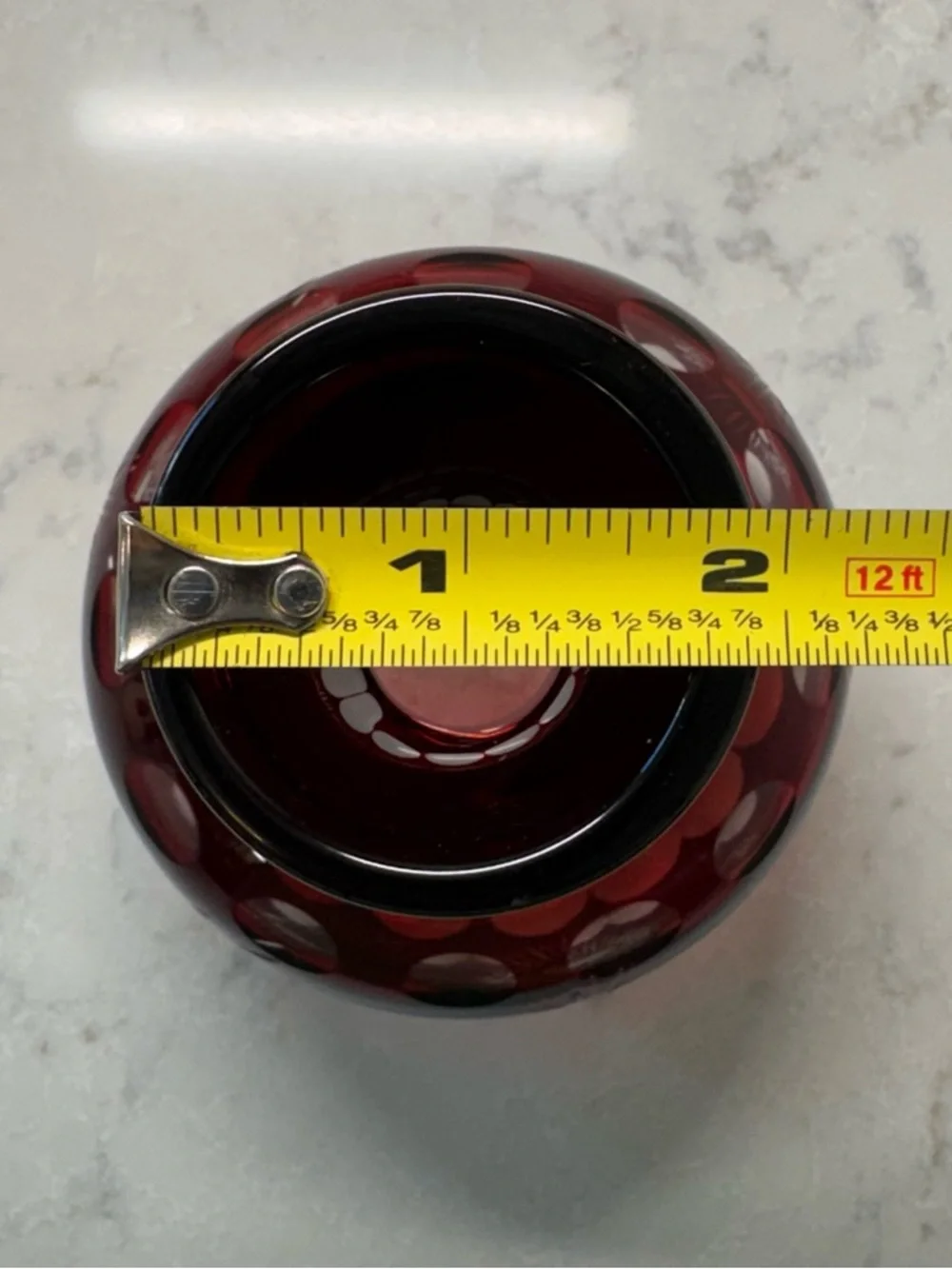 Vintage Bohemian Deep Ruby Cut Glass Vase - Home Accents